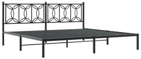 Estrutura de cama com cabeceira 200x200 cm metal preto