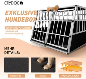 Caixa de transporte para cães em alumínio modelo XXL 97 x 90 x 70 cm Prateado + Preto