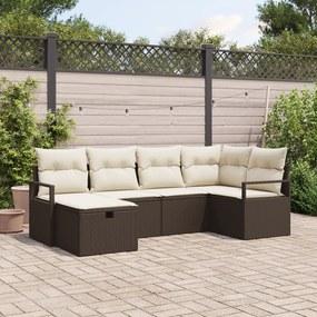 Conjunto de Sofás de Jardim vidaXL com Almofadas Castanho Vime PE, Sof