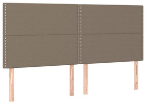 Cabeceira cama c/ LED tecido 180x5x118/128 cm cinza-acastanhado