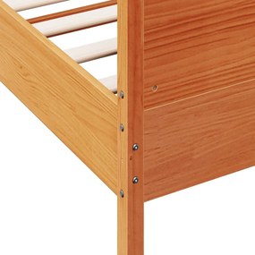 Cama sem colchão 140x200 cm madeira pinho maciça castanho-mel