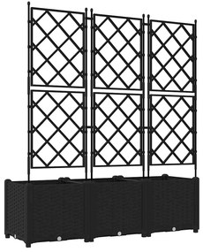 Plantadeira de Jardim com Treliça 3 pcs Preta 120x40x143 cm