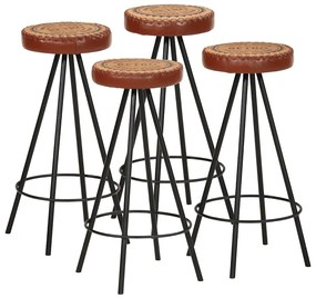 Bancos de bar 4 pcs couro genuíno