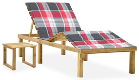 Espreguiçadeira de jardim com mesa e almofadão pinho impregnado