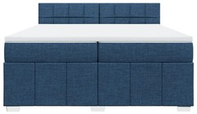 Cama com molas/colchão 200x200 cm tecido azul
