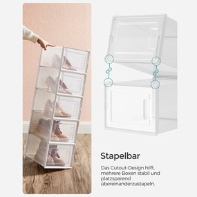 Conjunto de 12 caixas para sapatos em Transparente + branco