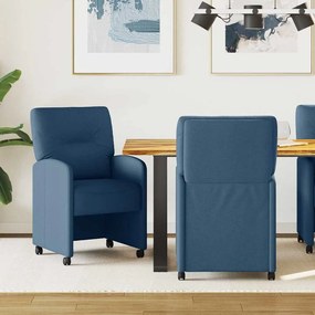 vidaXL Cadeiras de Jantar com Rodas 2 pcs Azul 57 x 67 x 95 cm tecido
