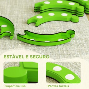 Trave de Equilíbrio para Crianças com 6 Pedras com Pontos Táteis para Treino de Equilíbrio em Interiores e Exteriores Verde