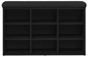 Banco de Armazenamento vidaXL Preto Carvalho 80x30x48 cm Madeira Engen