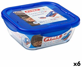 Lancheira Hermética Pyrex Cook & Go 21 X 21 X 9 cm Azul 1,9 L Vidro (6 Unidades)