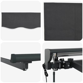 Toldo Retrátil Manual Antracite Cinzento 350 x 250 cm