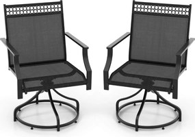 Conjunto de 2 cadeiras giratórias para jardim com braços em metal para exterior em tecido para jardim exterior piscina cinzento