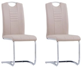 vidaXL Cadeiras de jantar cantilever 2 pcs couro artificial cappuccino