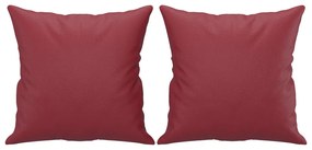 2 pcs conjunto sofás c/ almofadas couro artif. vermelho tinto