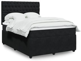 vidaXL Cama com molas/colchão 160x200 cm veludo preto
