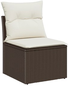 Conjunto de Sofá de Jardim 8 Peças com Almofadas Castanho Rattan