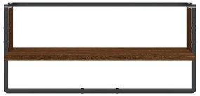 Prateleira de parede com barra 65x25x30 cm carvalho castanho