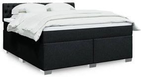 vidaXL Cama com molas/colchão 180x200 cm tecido preto