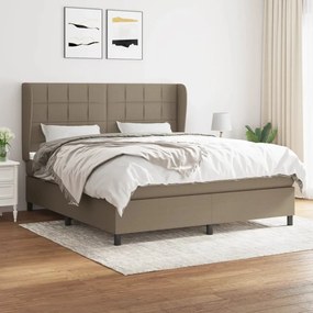 vidaXL Cama com molas/colchão 160x200 cm tecido castanho-acinzentado
