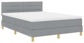 Cama Box Spring com Colchão Cinza Claro 160x200 cm Tecido