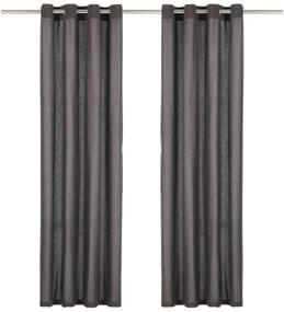vidaXL Cortinas c/ argolas de metal 2 pcs algodão 140x225 cm antracite