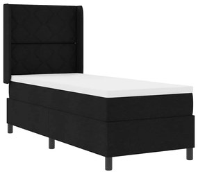 Cama Box com colchão e LED preto 90x190 cm, tecido.