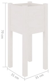 Vaso/floreira de jardim 31x31x70 cm pinho maciço branco