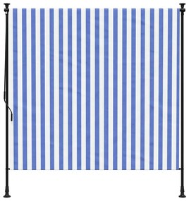 Estore de rolo para exterior 150x270cm tecido/aço azul e branco