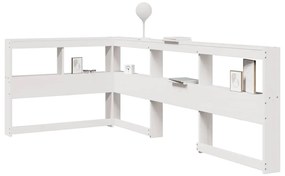 vidaXL Estante cabeceira forma de L 80 cm madeira pinho maciça branco