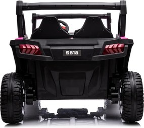 Carro elétrico para Crianças 24V, 4x4, 2 lugares Gravity Buggy Rodas de espuma EVA e assento Couro ecológico rosa
