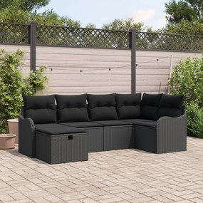 Conjunto de Sofá de Jardim vidaXL com Almofadas Preto Rattan Polipropi