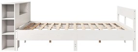 Cama com estante sem colchão 180x200 cm pinho maciço branco