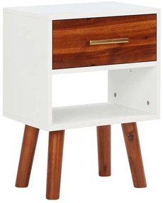 Mesa de cabeceira em madeira de acácia maciça 40x30x57 cm
