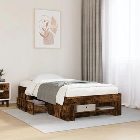 vidaXL Estrutura cama s/ colchão derivados de madeira carvalho fumado