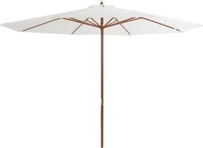 Guarda-sol de exterior com poste em madeira 350 cm branco areia