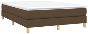 Estrutura de cama sem colchão 140x200 cm tecido castanho-escuro