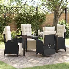 vidaXL Conjunto de Jantar para Jardim de 5 Peças em Polyrattan Preto