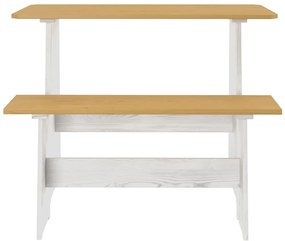 3 pcs conjunto de jantar REINE pinho maciço castanho mel/branco