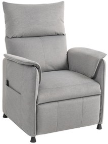 HOMCOM Poltrona Relax Reclinável Elétrica com Função Memória Apoio para Pés Controlo Remoto e Bolsos Laterais 80x83x104 cm Cinzento