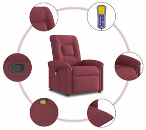 Poltrona de massagens reclinável tecido vermelho tinto