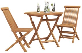 Conjunto Bistro de Jardim Dobrável de 3 Peças de Madeira Sólida de Acá