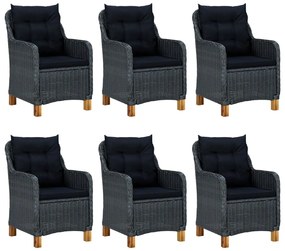 7 pcs conjunto de jantar para jardim cinzento-escuro