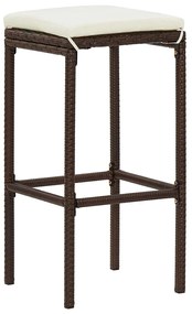 3 pcs conjunto de bar p/ jardim acácia maciça/vime PE castanho