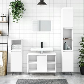 vidaXL 3 pcs conjunto móveis casa de banho derivados de madeira branco