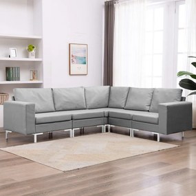 287190 vidaXL 5 pcs conjunto de sofás tecido cinzento-claro