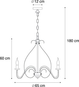 Candeeiro de candelabros inteligente castanho ferrugem 8 luzes incl. Wifi B35 - Giuseppe