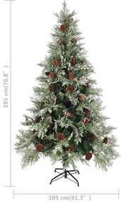 Árvore de Natal com pinhas 195 cm PVC e PE verde e branco