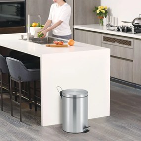 440073 EKO Caixote do lixo com pedal Classic 20 L prateado fosco