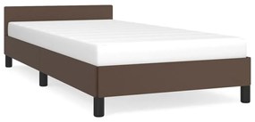 Estrutura de Cama Salu com Cabeceira em Couro Artificial Castanho - 80