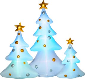 HOMCOM Conjunto de 3 Árvores de Natal Infláveis, incl. Ventoinha, Interior e Exterior, incl. Material de fixação, Branco+Ouro | Aosom Portugal